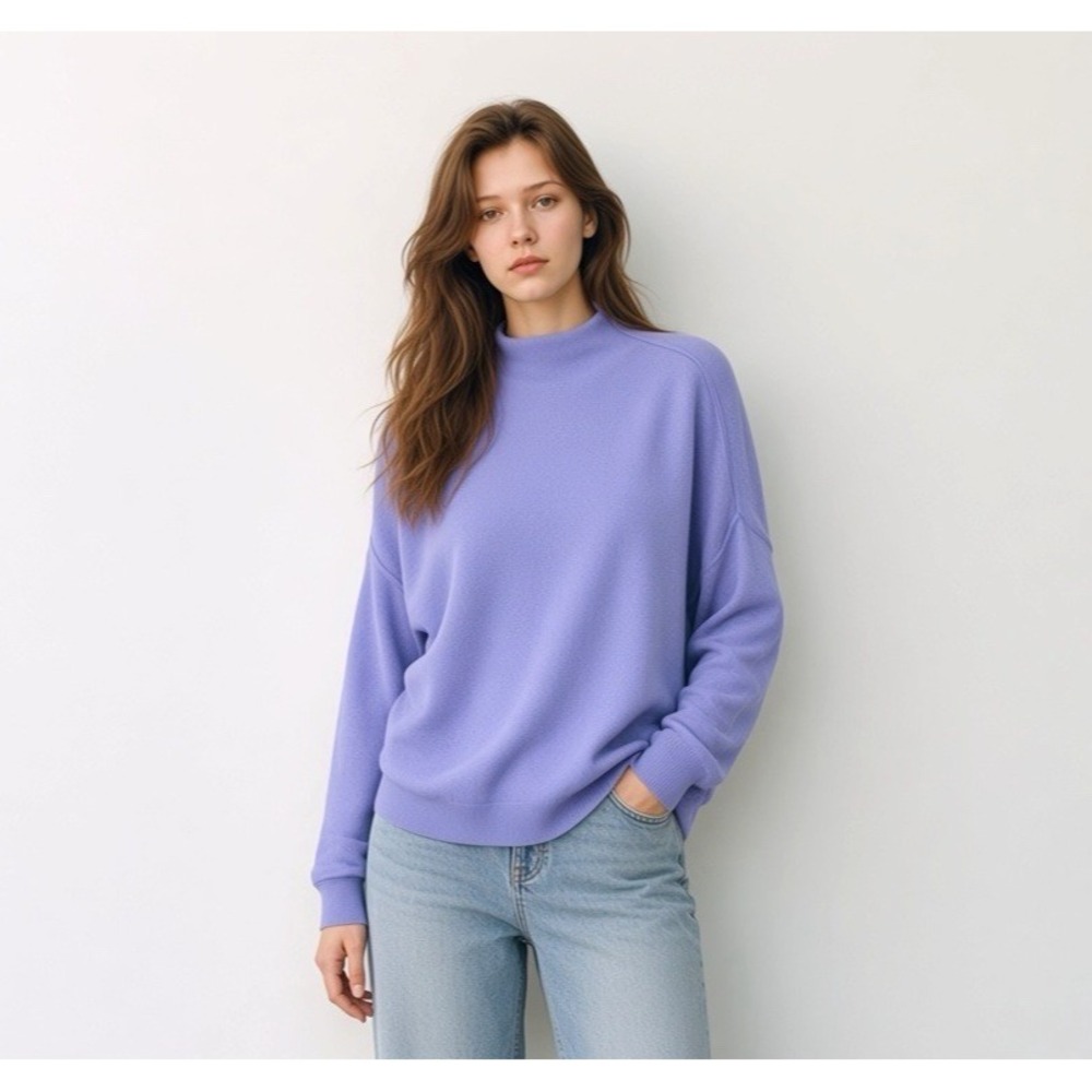 Pilcro Anthropologie The Alani 100% Cashmere Mock Neck Sweater Periwinkle Sz XL